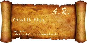 Antalik Rita névjegykártya